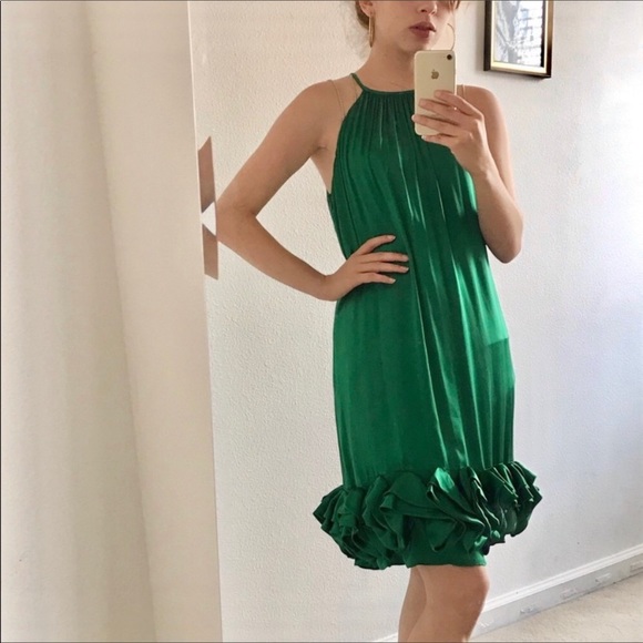 Laundry Shelli Segal Green Silk Cocktail Dress 6 - Picture 4 of 5